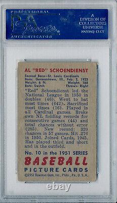1951 Bowman AL RED SCHOENDIENST Signed Card #10 Auto Slabbed Cardinals PSA/DNA