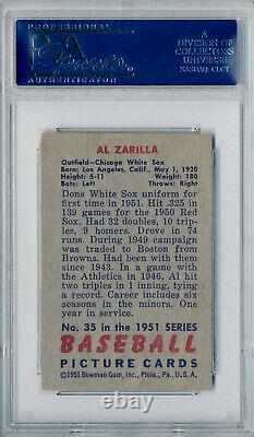 1951 Bowman AL ZARILLA Signed Card #35 Auto Slabbed Chicago White Sox PSA/DNA