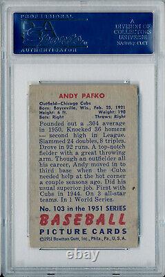 1951 Bowman ANDY PAFKO Signed Card #103 Auto Slabbed Chicago Cubs Braves PSA/DNA