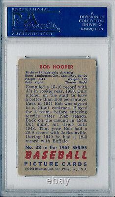 1951 Bowman BOB HOOPER Signed Card 33 Auto Slabbed Athletics RC Red Flip PSA/DNA