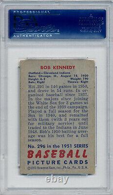 1951 Bowman BOB KENNEDY Signed Card #296 Auto Slabbed Indians RC High # PSA/DNA