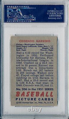 1951 Bowman CONNIE MARRERO Signed Card #206 Auto Slabbed Senators RC PSA/DNA