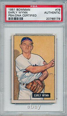 1951 Bowman EARLY WYNN Signed Card 78 Auto Slabbed Cleveland Indians HOF PSA/DNA