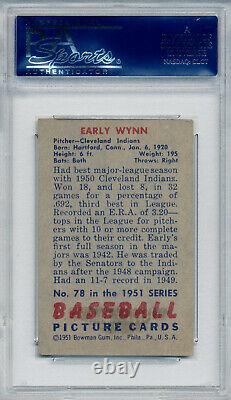 1951 Bowman EARLY WYNN Signed Card 78 Auto Slabbed Cleveland Indians HOF PSA/DNA