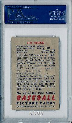 1951 Bowman JIM HEGAN Signed Card #79 Auto Slabbed Cleveland Indians PSA/DNA