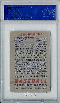 1951 Bowman JOHN BERARDINO Signed Card #245 Auto Slabbed Browns RC PSA/DNA