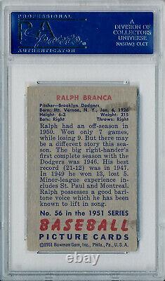 1951 Bowman RALPH BRANCA Signed Card #56 Auto Slabbed Brooklyn Dodgers PSA/DNA