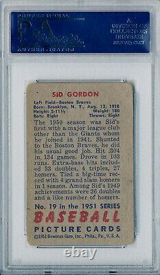 1951 Bowman SID GORDON Signed Card #19 Auto Slabbed Boston Braves PSA/DNA