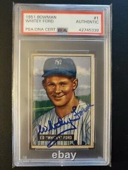 1951 Bowman WHITEY FORD #1 Signed RC Auto Slabbed Card HOF PSA/DNA Yankees
