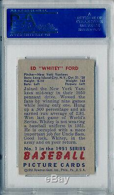 1951 Bowman WHITEY FORD #1 Signed RC Ballpoint Ink Auto Slabbed Card HOF PSA/DNA