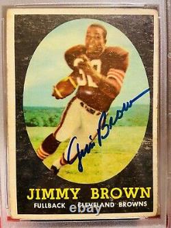 1958 Topps Jim Brown Signed Auto RC Rookie PSA PSA/DNA #62 Slabbed