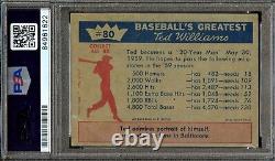 1959 Fleer Autographed TED WILLIAMS #80 Red Sox Slabbed PSA/DNA
