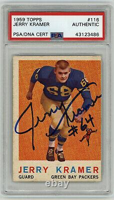 1959 PACKERS Jerry Kramer signed ROOKIE card Topps #116 PSA/DNA Slab AUTO RC