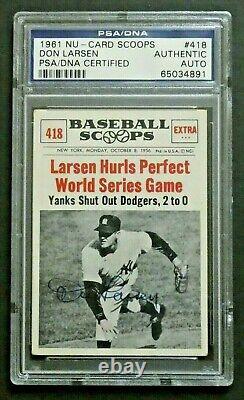 1961 Nu-Card Scoops Don Larsen #418 Signed Auto PSA/DNA Certified and Slabbed