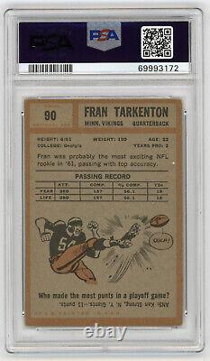 1962 Fran Tarkenton signed ROOKIE card Topps #90 PSA 2 AUTO 10 RC PSA/DNA Slab
