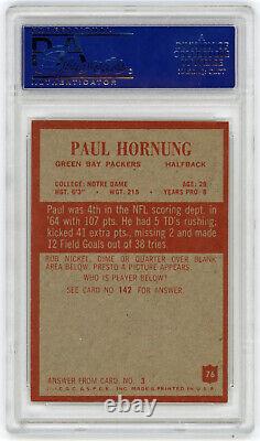 1965 PACKERS Paul Hornung signed card Philadelphia #76 AUTO PSA/DNA Slab HOF