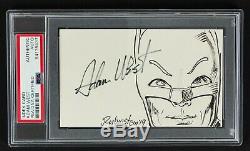 1966 Adam West Batman Signed 3x5 Sketch Card (PSA/DNA Slabbed)