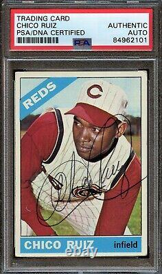 1966 Topps Autographed CHICO RUIZ #159 Reds Slabbed PSA/DNA