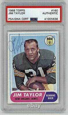 1968 PACKERS Jim Taylor signed card Topps #160 AUTO PSA/DNA Slab Autographed