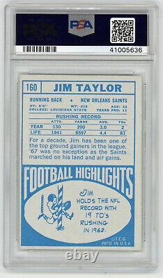 1968 PACKERS Jim Taylor signed card Topps #160 AUTO PSA/DNA Slab Autographed