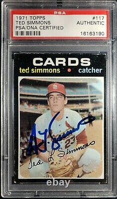 1971 CARDINALS Ted Simmons signed ROOKIE card Topps #117 PSA/DNA Slab AUTO RC