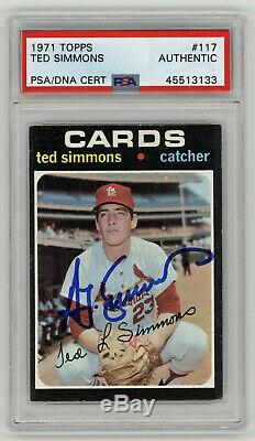 1971 CARDINALS Ted Simmons signed ROOKIE card Topps #117 PSA/DNA Slab AUTO RC