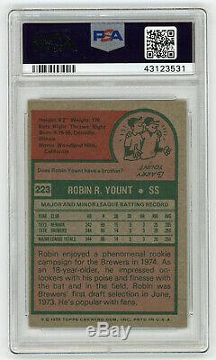 1975 BREWERS Robin Yount signed ROOKIE card Topps #223 PSA/DNA Slab AUTO RC