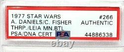 1977 Star Wars ANTHONY DANIELS & CARRIE FISHER Signed Card #266 SLABBED PSA/DNA