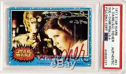1977 Star Wars ANTHONY DANIELS & CARRIE FISHER Signed Card #51 SLABBED PSA/DNA