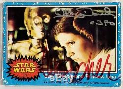 1977 Star Wars ANTHONY DANIELS & CARRIE FISHER Signed Card #51 SLABBED PSA/DNA