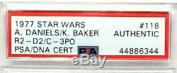 1977 Star Wars ANTHONY DANIELS & KENNY BAKER Signed Card #118 SLABBED PSA/DNA