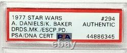1977 Star Wars ANTHONY DANIELS & KENNY BAKER Signed Card #294 SLABBED PSA/DNA