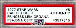 1977 Topps STAR WARS CARRIE FISHER Signed Princess Leia Card PSA/DNA SLABBED