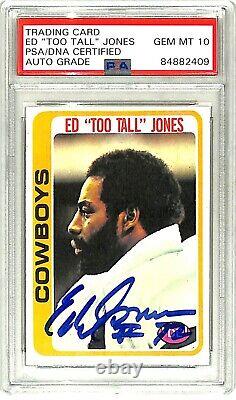 1978 Topps ED Too Tall JONES Signed Cowboys Card Auto Graded PSA/DNA 10 Slab