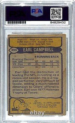1979 Topps EARL CAMPBELL Signed Auto Oilers Rookie Card #390 PSA/DNA Slabbed