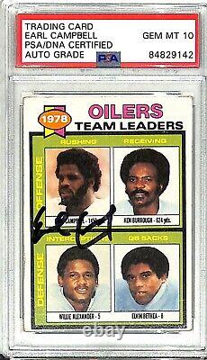 1979 Topps EARL CAMPBELL Signed Auto Rookie Card #301 Graded PSA/DNA 10 Slabbed