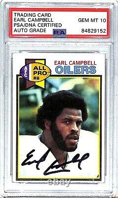 1979 Topps EARL CAMPBELL Signed Oilers Rookie Card #390 Graded PSA/DNA 10 Slab