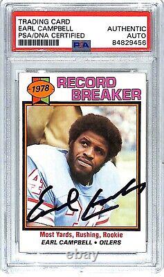 1979 Topps RB EARL CAMPBELL Signed Auto Oilers Rookie Card #331 PSA/DNA Slabbed
