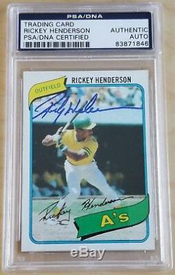 1980 Topps Rickey Henderson #482 Auto Autographed PSA/DNA Slabbed RC Signed 7.5