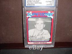 1982 SANDY KOUFAX superstar signed AUTO baseball CARD PSA/DNA SLABBED #63