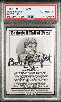 1986 Hall of Fame Metal Bob BOBBY Knight SIGNED AUTOGRAPH PSA/DNA SLAB POP 1