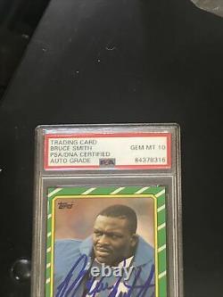 1986 Topps Bruce Smith Rookie Autographed Auto Grade 10 PSA/DNA Slabbed