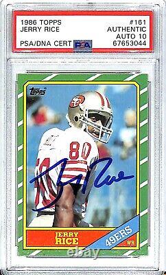 1986 Topps JERRY RICE Signed 49ers Rookie Card #161 Auto Graded PSA/DNA 10 Slab