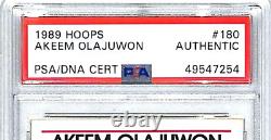 1989 90 Hoops AKEEM OLAJUWON Signed Autographed Rockets Card 180 PSA/DNA Slabbed