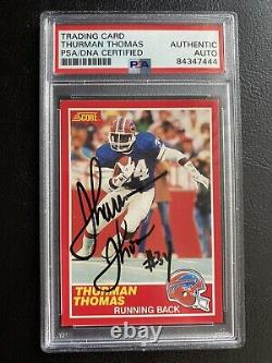 1989 Score THURMAN THOMAS Rookie #211 Autographed Auto PSA/DNA Slabbed Card #1