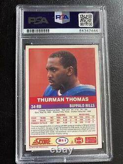 1989 Score THURMAN THOMAS Rookie #211 Autographed Auto PSA/DNA Slabbed Card #1