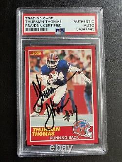1989 Score THURMAN THOMAS Rookie #211 Autographed Auto PSA/DNA Slabbed Card #2