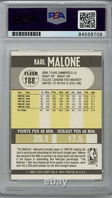 1990-91 Fleer #188 Karl Malone PSA DNA Auto Signed Slabbed Utah Jazz