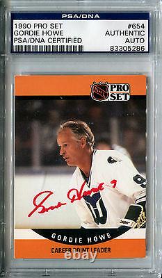 1990-91 Pro Set GORDIE HOWE Signed Card PSA/DNA Slabbed Auto Red Wings Whalers