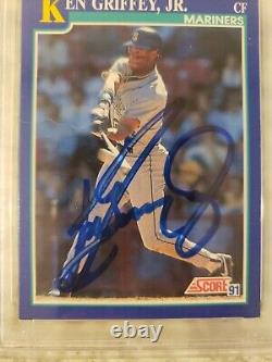 1991 Score Ken Griffey Jr. Signed Auto 7 Card PSA DNA Slabbed #2 HOF Mariners